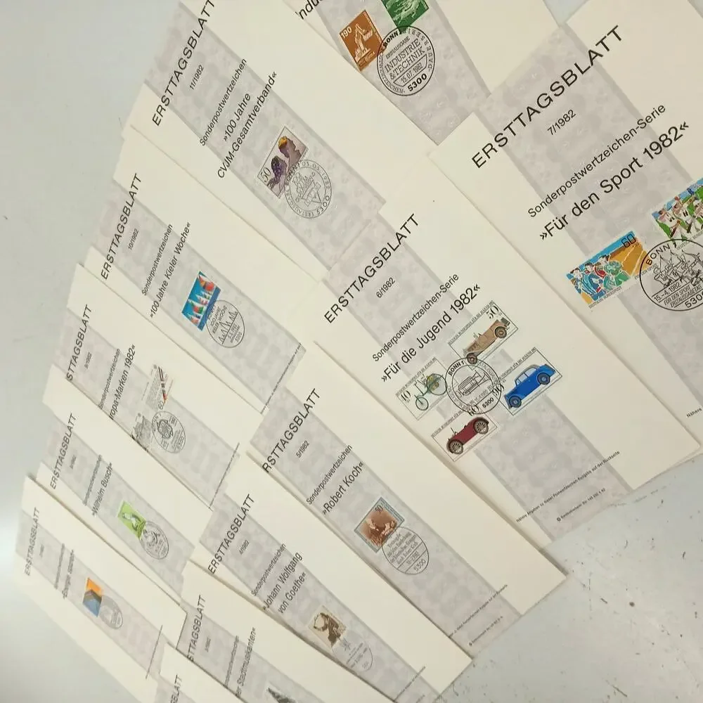 Lot of 14 German Ersttagsblatt 1982 First Day Issue Stamp Sheets VTG Philately0